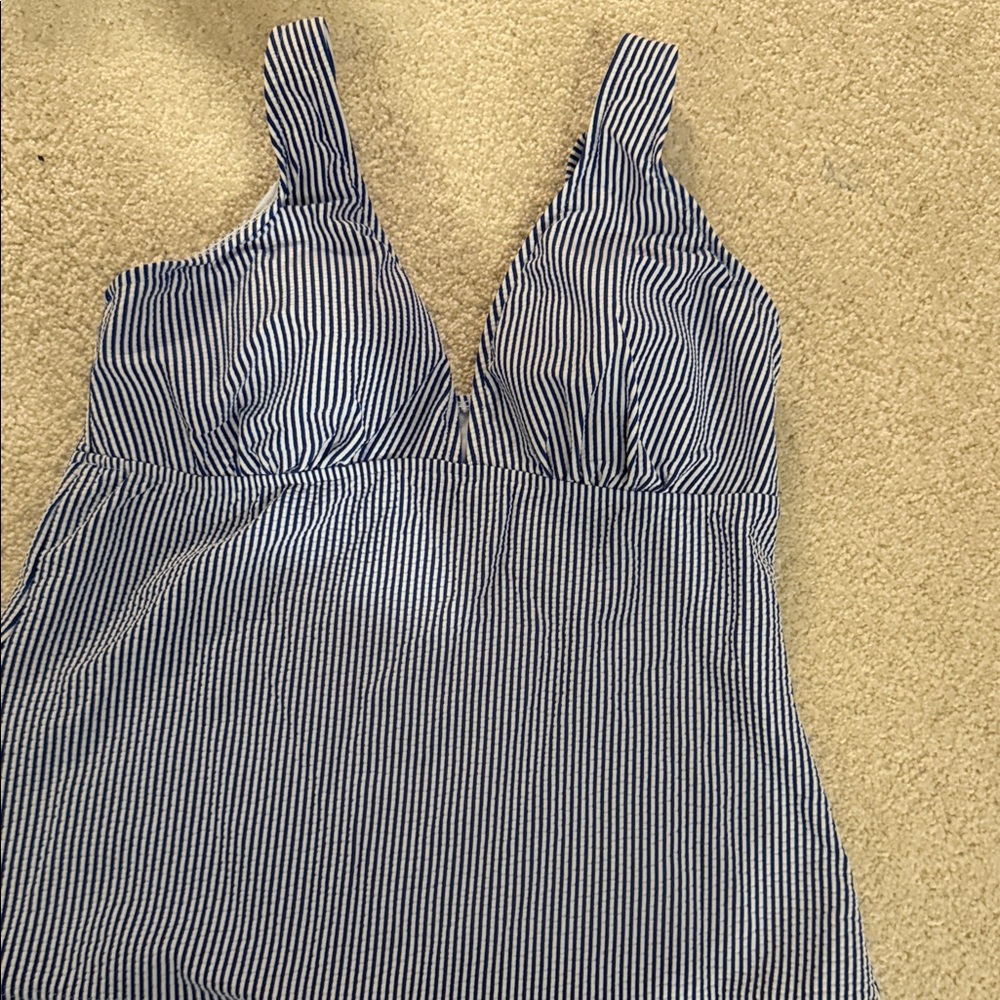 Talbots Blue and White Striped Swimwear